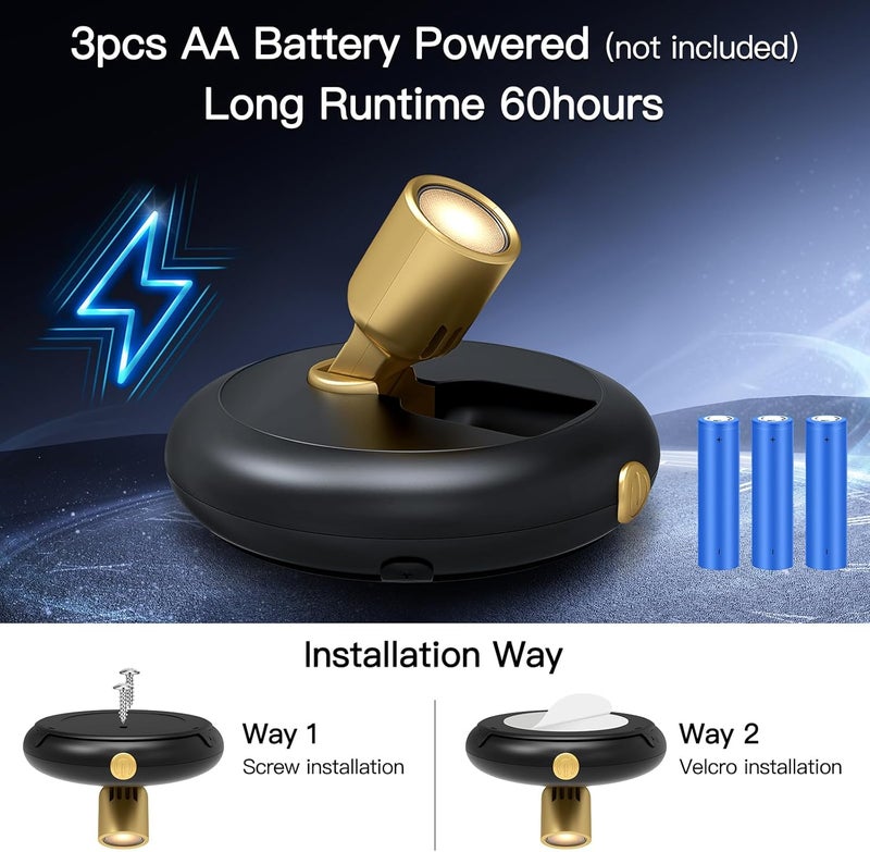 Arixinks Indoor Plant Spotlight Battery Operated,Picture Light with Remote,Wall Painting Uplight,Wireless Dimmable Timer ,Spot Light for Plants Trees Pictures Display Painting Art Frame Gallery Portrait - Image 4